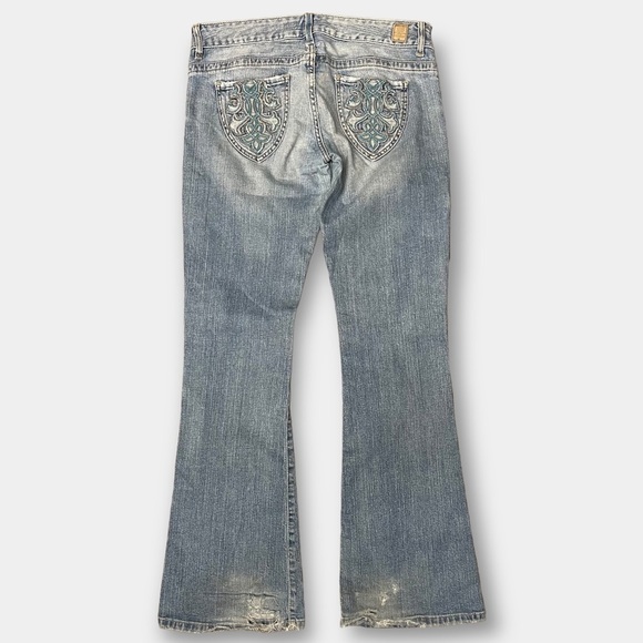 Guess Vintage Daredevil Flare Jeans Embroidery Size 29 - Picture 8 of 8